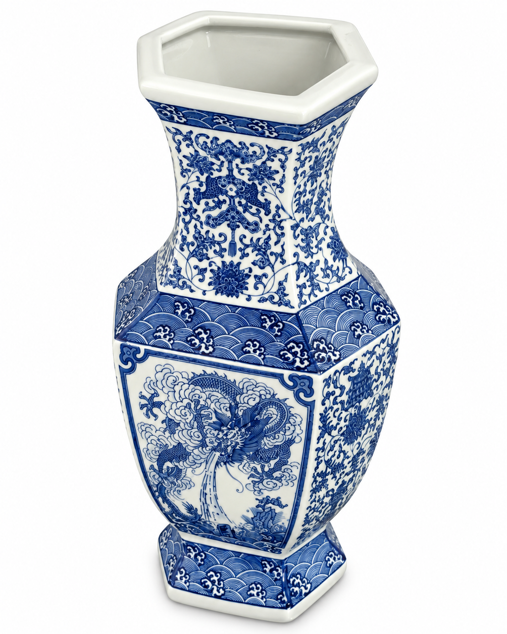 Dragon Cloud Decorative Vase & Showpiece for Home & Item for Home Decoration (Blue Pottery)