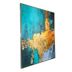 Earth Meets Ocean 100% Hand Painted Wall Paintings abstract (With outer Floater Frame) (48 x 36 Inches)