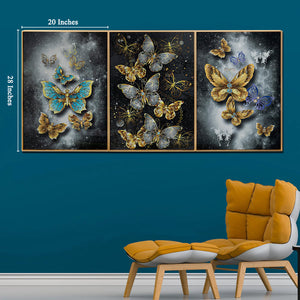 Wings of Euphoria Crystal Glass Painting - Set of 3