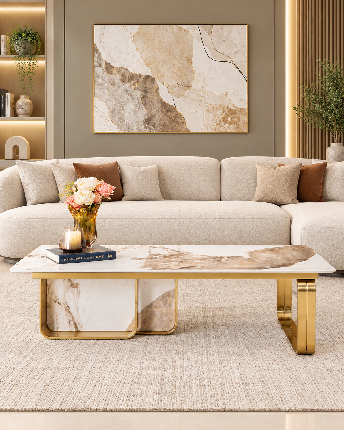 Posh Accent Coffee Table For Living Room (Stainless Steel)