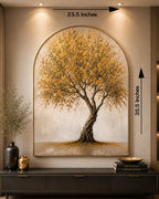 Golden Autumn & The Kalpavriksha Tree Embossed Wall Painting for Home & Item for Wall Decoration ( 35.5 x 23.5 Inches )