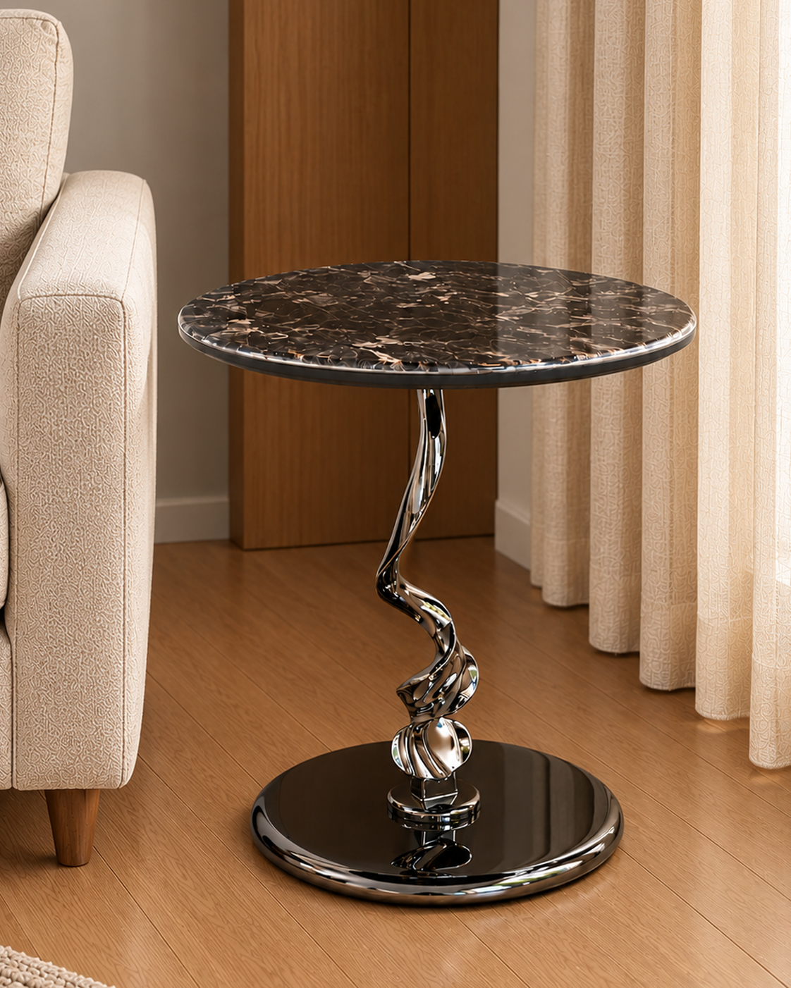Helix Grace Side Table For Living Room - Grey