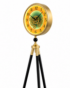 Orion Timekeeper Tripod Base Luxury Designer Silent Movement Standing Clock With Moving Gear Mechanism (With Light & Remote)