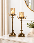 Majestic Blossom Candle Stand For Home & Item for Home Decoration - Set of 2
