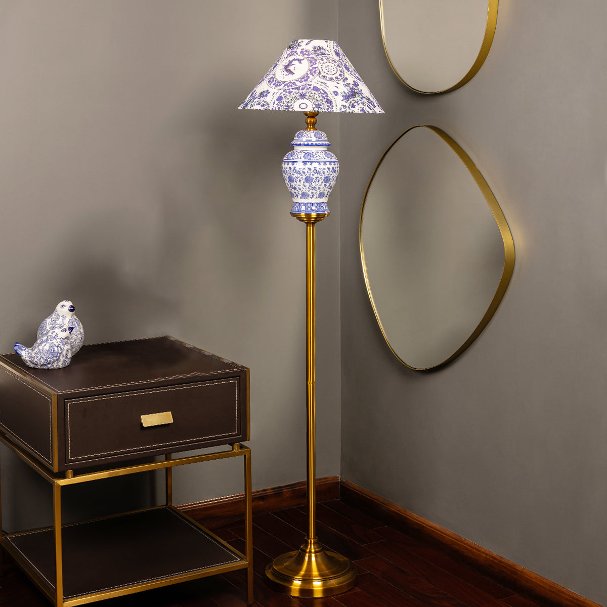 Velora Luxe Blue Heritage Standing lamp (Blue Pottery)