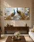 Peacocks of Golden Grace Crystal Glass Wall Painting For Home Décor