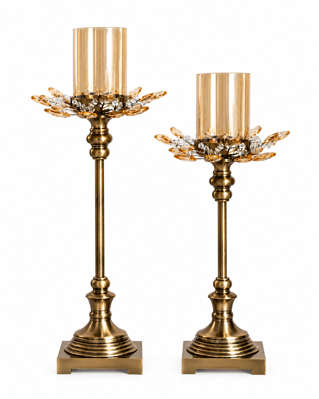 Majestic Blossom Candle Stand For Home & Item for Home Decoration - Set of 2