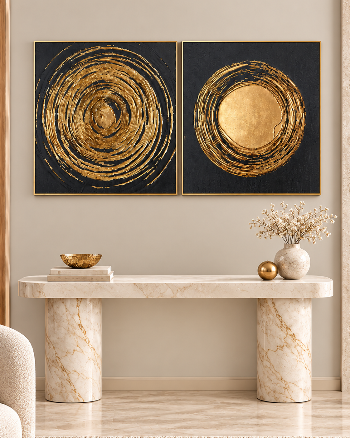 The Polar Vortex  Framed Crystal Glass Decorative Abstract Paintings  & Wall Decoration items - Set of 2