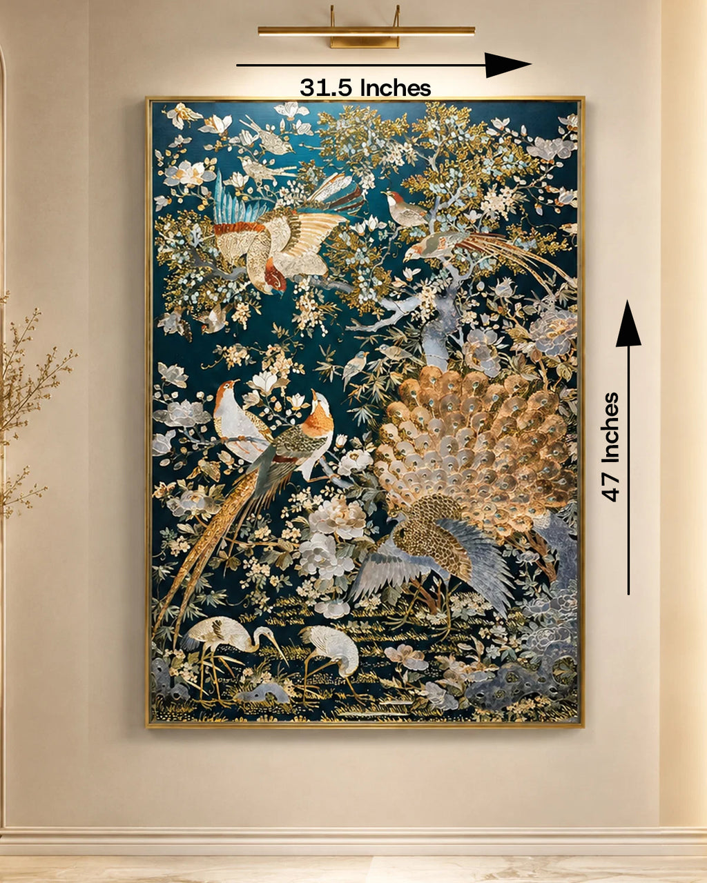 Dynasty of Feathers Handmade Wall Painting for Home & Wall Decoration Item ( 47x31.5 Inches )
