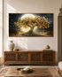 Golden Tree of Dreams Crystal Glass Art Wall Painting For Home Décor