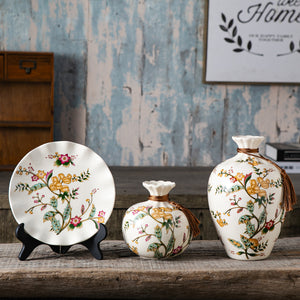 Blossoming Radiance Decorative Vase & Showpiece - Set of Three