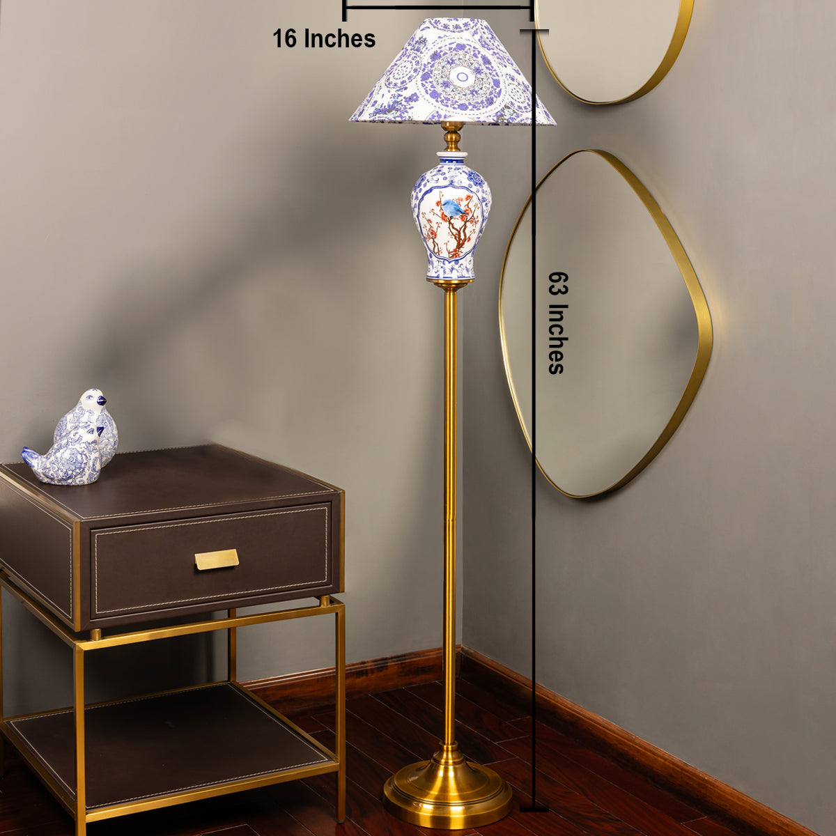 Timeless Blue Porcelain Standing lamp (Blue Pottery)