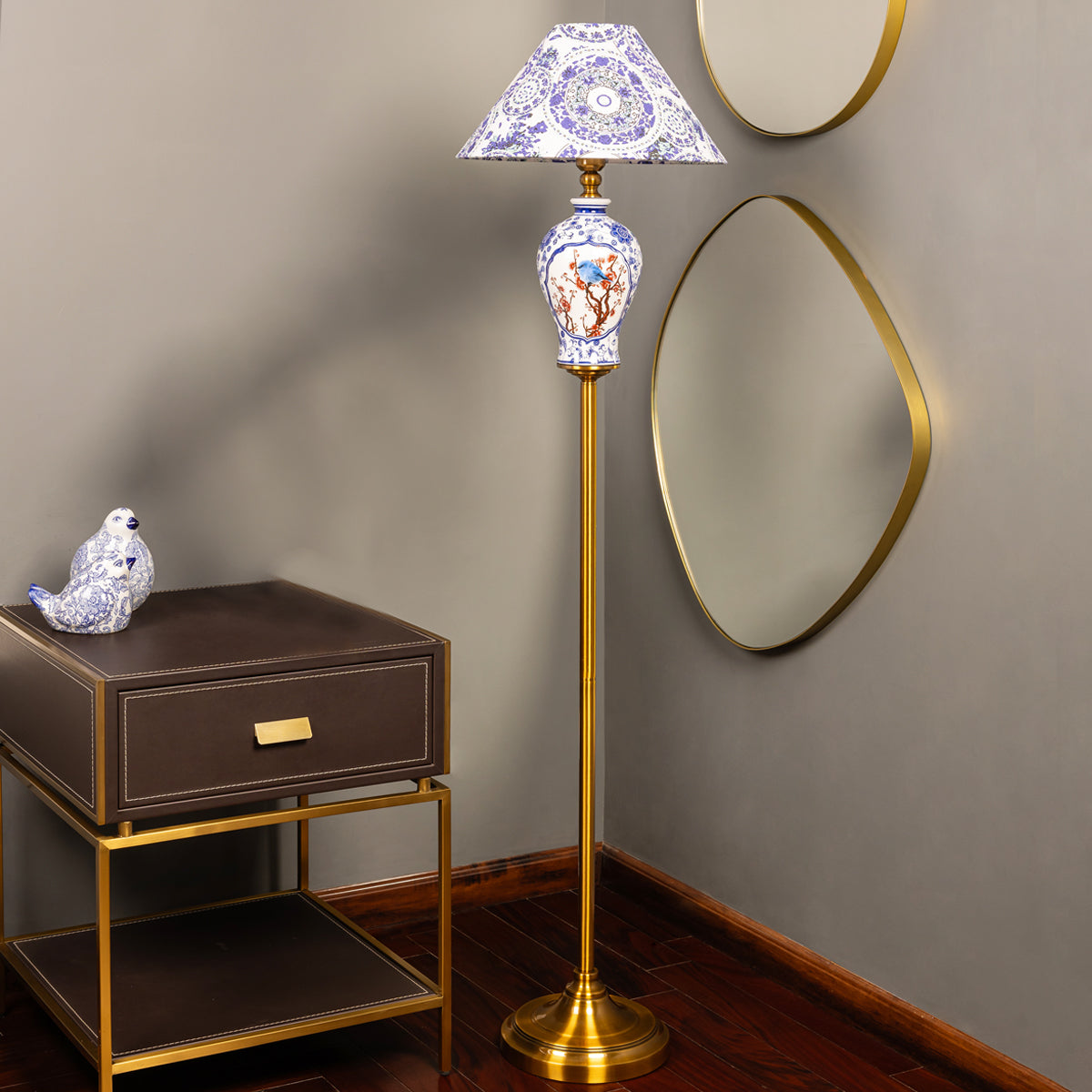 Timeless Blue Porcelain Standing lamp (Blue Pottery)