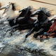 Seven Running Horses Wild Crystal Glass Painting - Medium