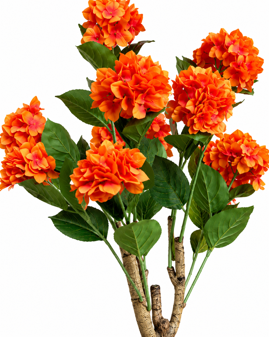 Hydrangea Floral Artificial Indoor Plant For Home - Orange  ( Natural feel )  ( 4.4 Feet )