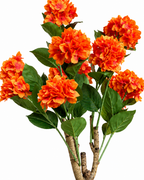 Hydrangea Floral Artificial Indoor Plant For Home - Orange  ( Natural feel )  ( 4.4 Feet )