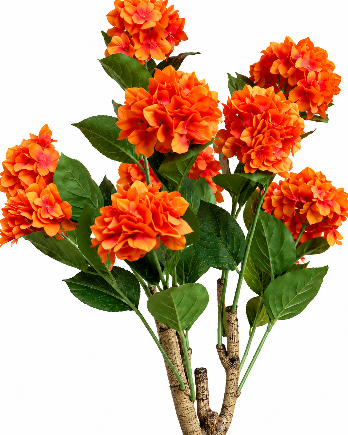 Hydrangea Floral Artificial Indoor Plant For Home - Orange  ( Natural feel )  ( 4.4 Feet )