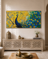 Peacock in the Golden Garden Crystal Glass Wall Painting For Home Décor