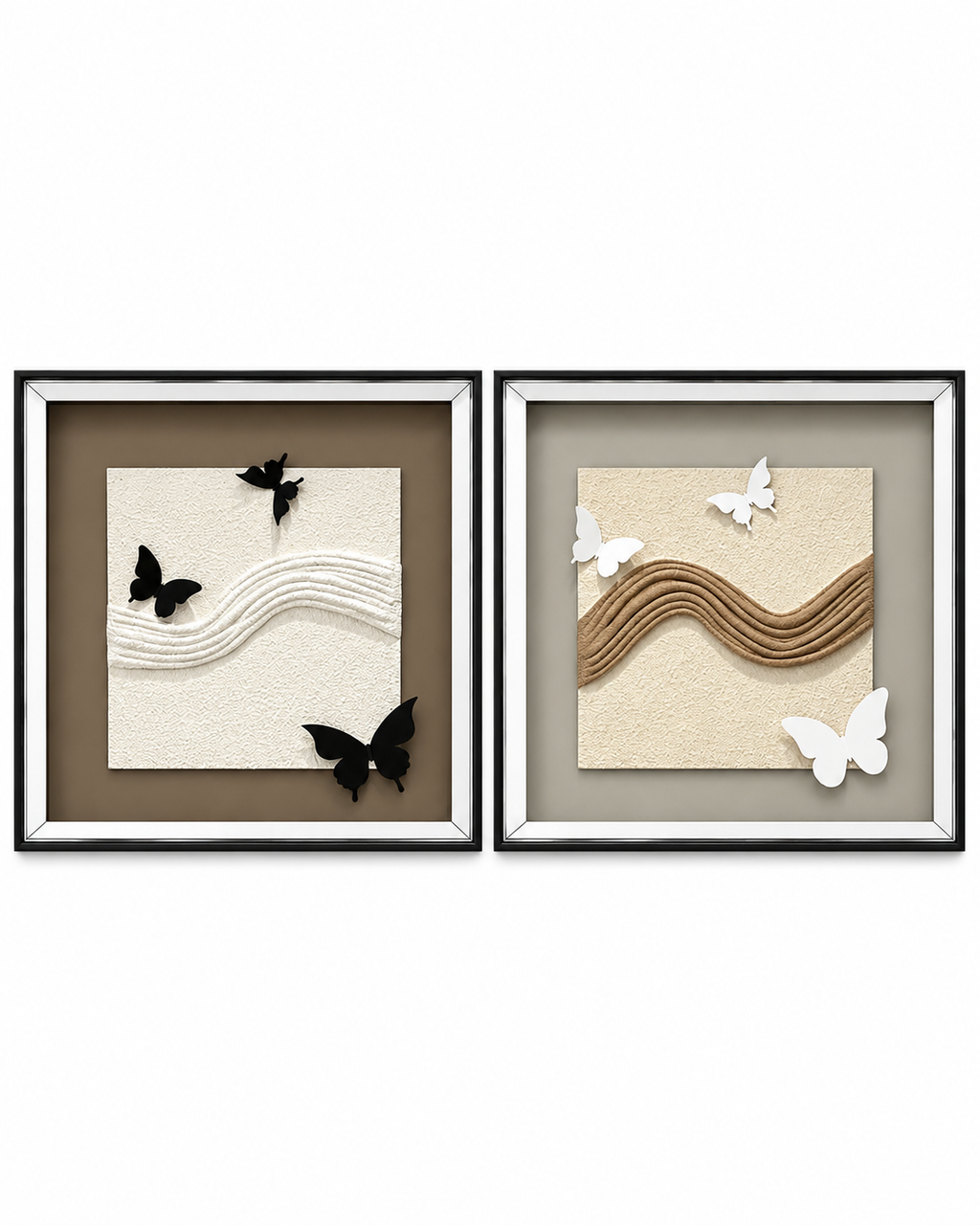 Flight of Butterflies & Butterfly Journey Shadow Box for Wall Decoration & Wall Art - Set of 2