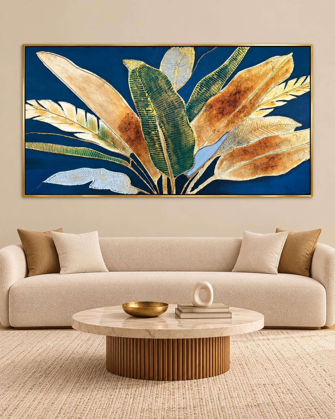 Tropical Elegance 100% Hand Painted Wall Painting & Wall Decor Item (With outer Floater Frame)