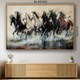 Seven Running Horses Wild Crystal Glass Painting - Medium