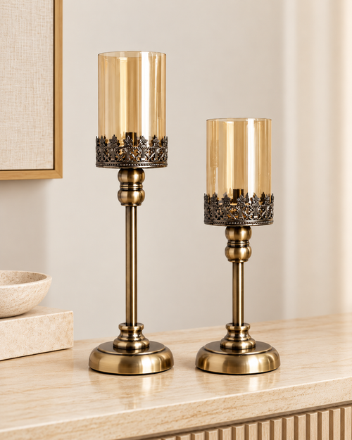 Classic Allure Candle Stand For Home & Item for Home Decoration - Set of 2