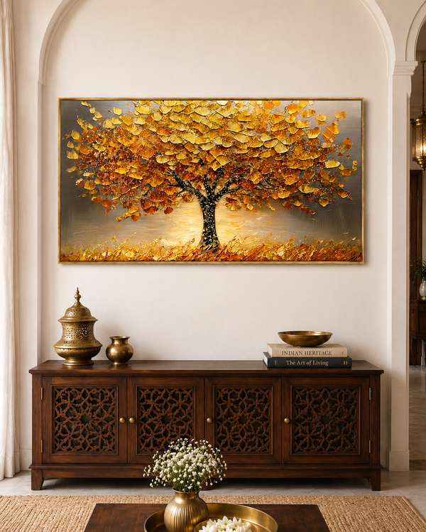 Tree of Eternal Fortune & The Kalpavriksha Tree Crystal Glass Wall Painting For Home Décor