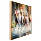 Seven Running Horses Whisper in the Wind Crystal Glass Painting for Wall Art - Medium