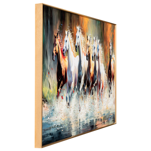 Seven Running Horses Whisper in the Wind Crystal Glass Painting for Wall Art - Medium