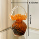 Honey Crest Handblown Glass Handle Basket  & Items for Room Decoration