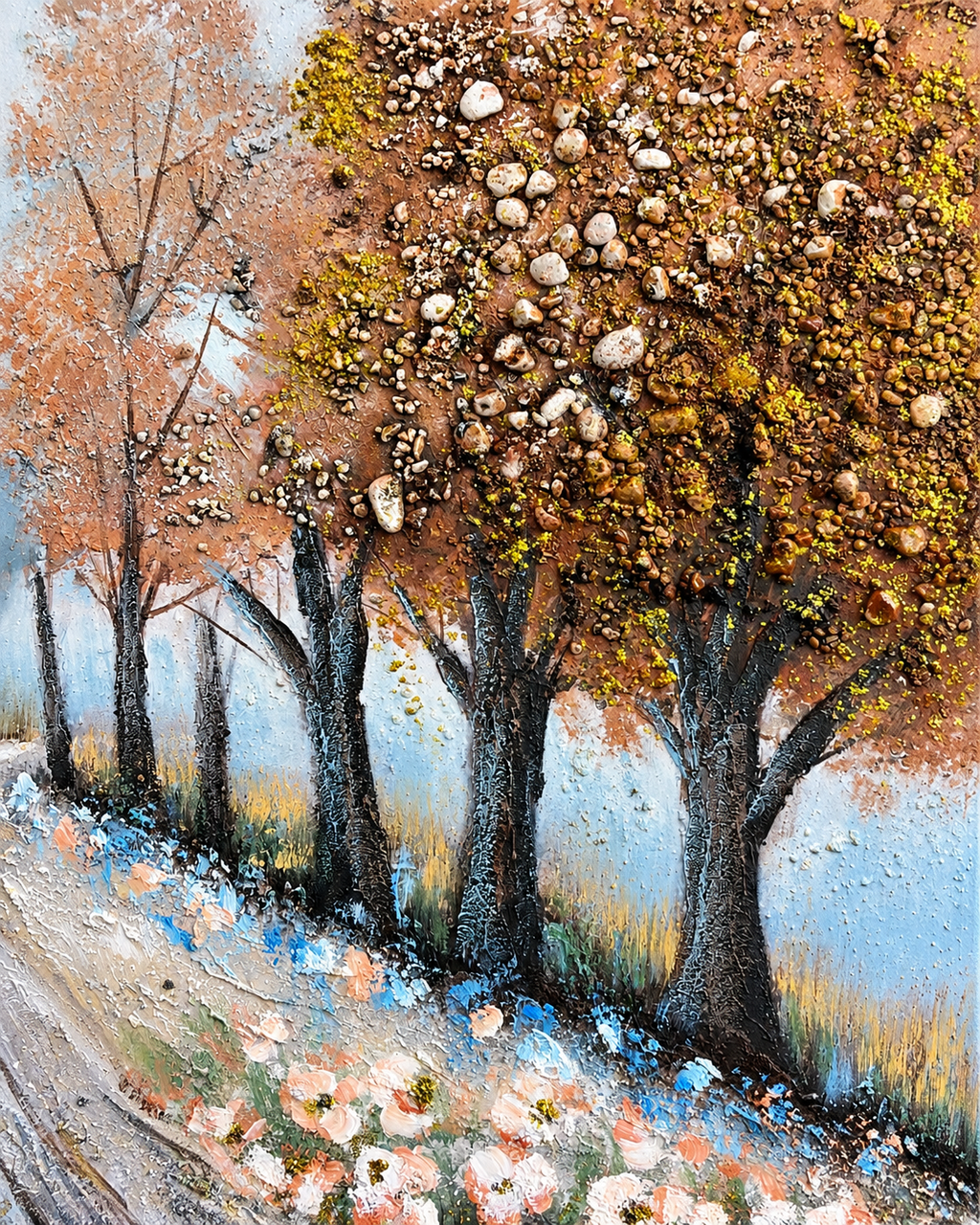 Pathway to Peace Hand painting for Home & Wall Decoration Item (With Outer Floater Frame) (47x31.5 Inches)