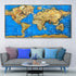 Global Odyssey World Map 100% Hand Painted Wall Painting (With Golden Outer Floater Frame frame) (27.5x55 Inches)