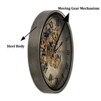 Phantom Dial Luxury Designer Wall Clock For Living Room With Moving Gear Mechanism Buy Wall Clock Online - Big (Black) (Steel Body)