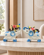 Royal Garden Elephant  Home Decoration Showpiece - Blue