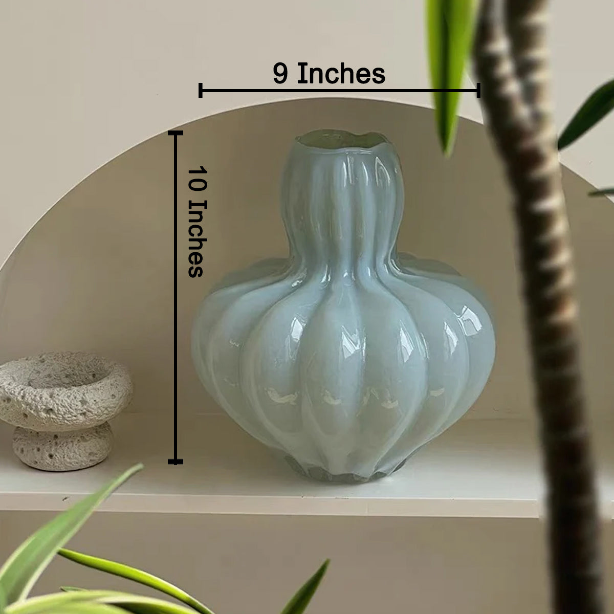 Aqua Blossom Glow Handblown Glass Decorative Vases and Showpieces
