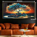 Radiant Red Wood Crystal Glass Painting