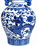 Dragon Crest Decorative Vase & Showpiece (Blue Pottery)