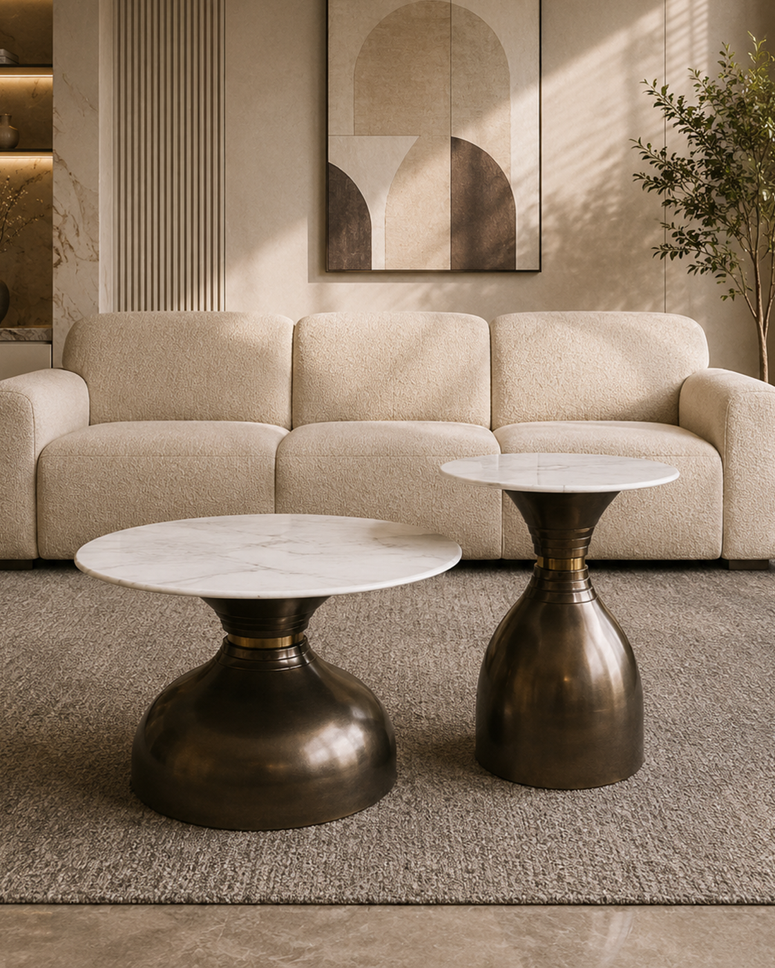 Luna Form Coffee Table for Living Room - Set of 2