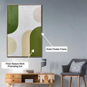 Retro Green Vibes Wall Hand Paintings for Home ( 32 x 47 Inches )