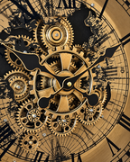 Phantom Dial Designer Silent Movement Pendulum Clock With Moving Gear Mechanism - Gold (Steel Body)