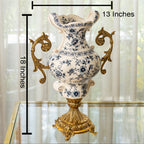 Zorina Elegance Decorative Vase & Items for Room Decoration (Blue Pottery)