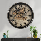 Phantom Dial Luxury Designer Wall Clock For Living Room With Moving Gear Mechanism Buy Wall Clock Online - Medium (Black) (Steel Body)