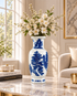 Porcelain Valley Decorative Vase & Showpiece for Home & Item for Home Decoration (Blue Pottery)