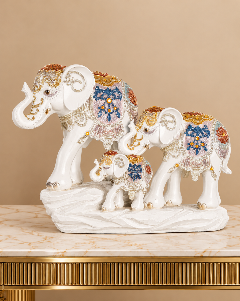 Elephant Family Unity Table Decoration Showpiece & Home Decoration Items
