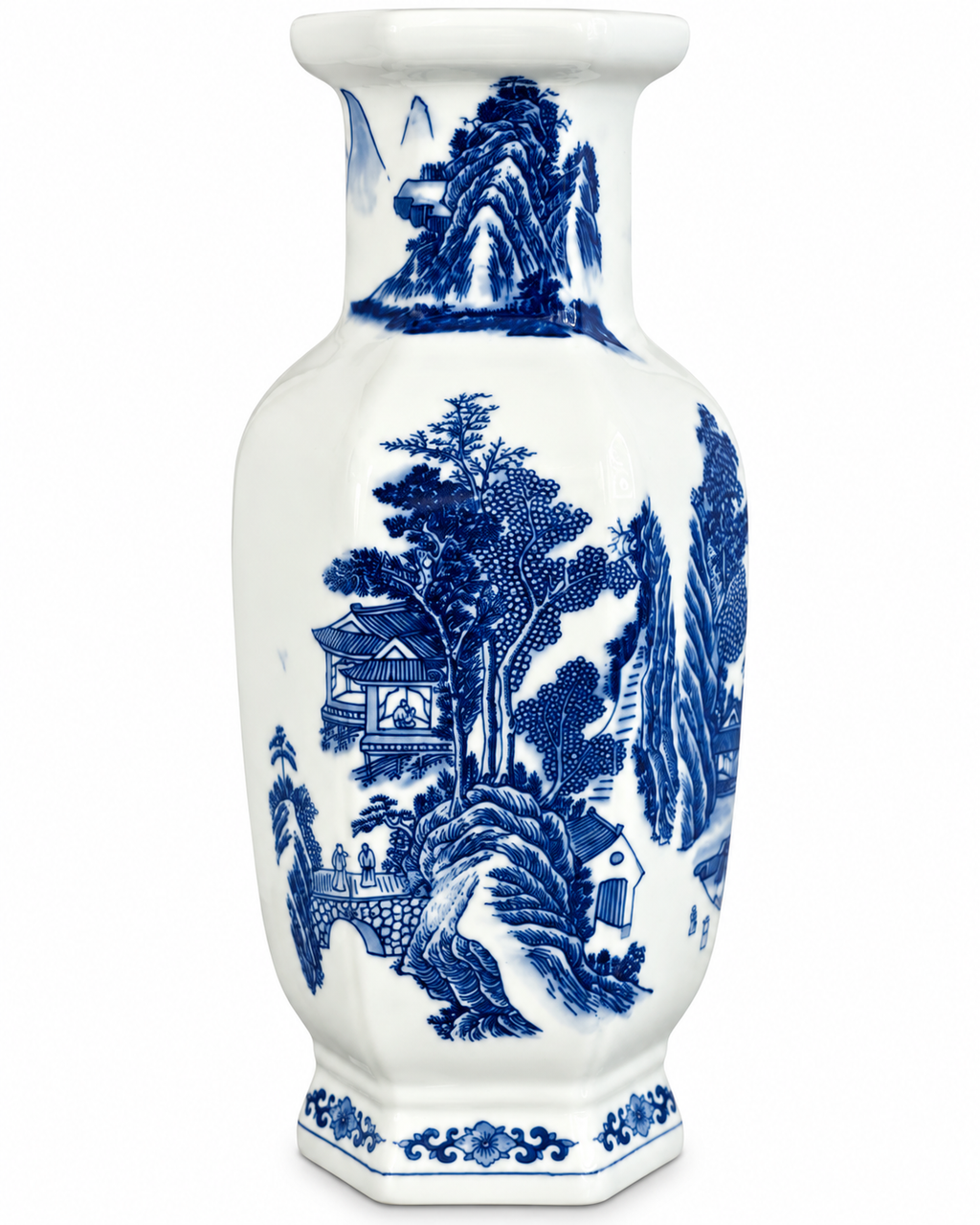 Porcelain Valley Decorative Vase & Showpiece for Home & Item for Home Decoration (Blue Pottery)
