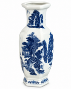 Porcelain Valley Decorative Vase & Showpiece for Home & Item for Home Decoration (Blue Pottery)