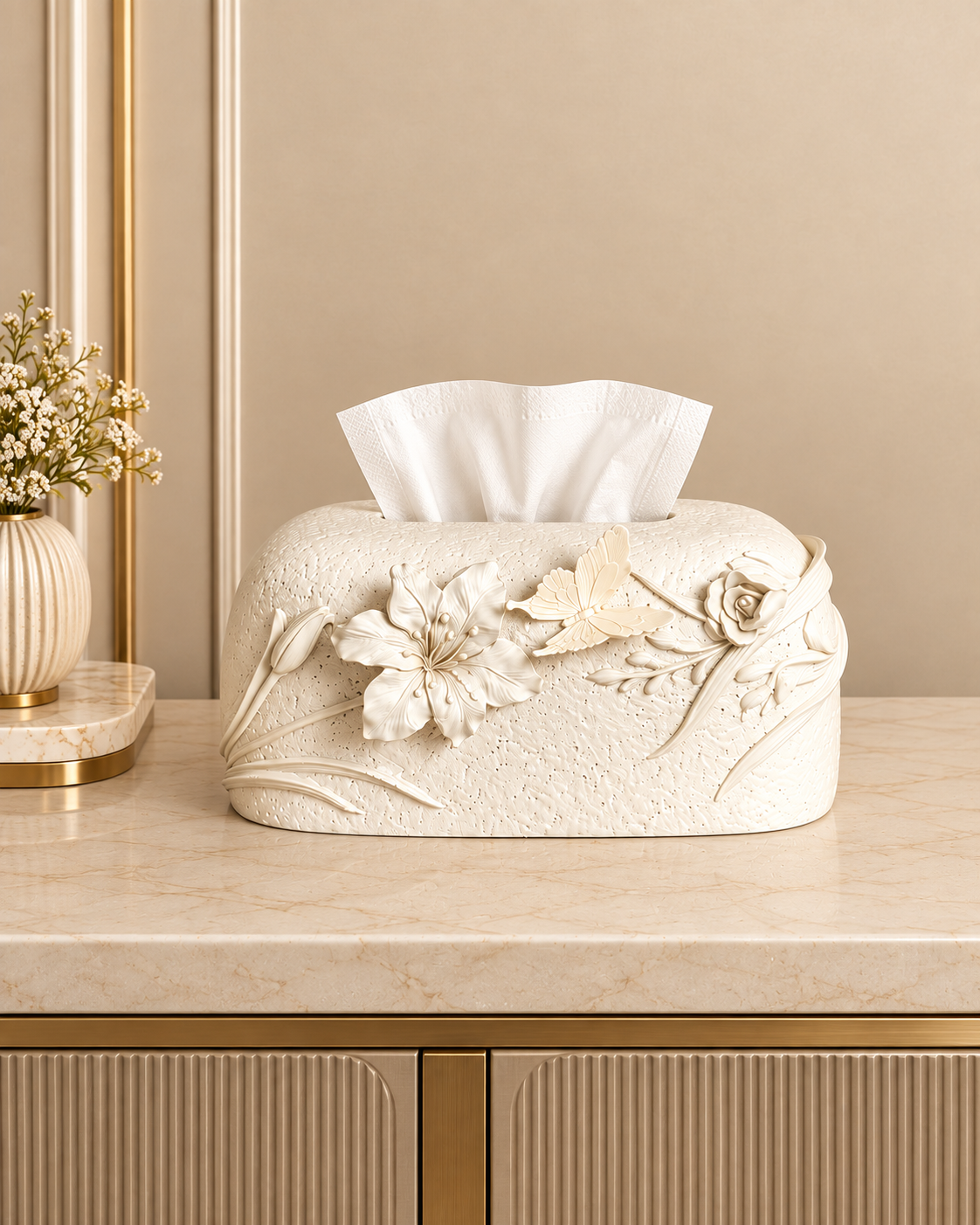 Floral Grace Tissue Holder For Home & Item for Table Decoration
