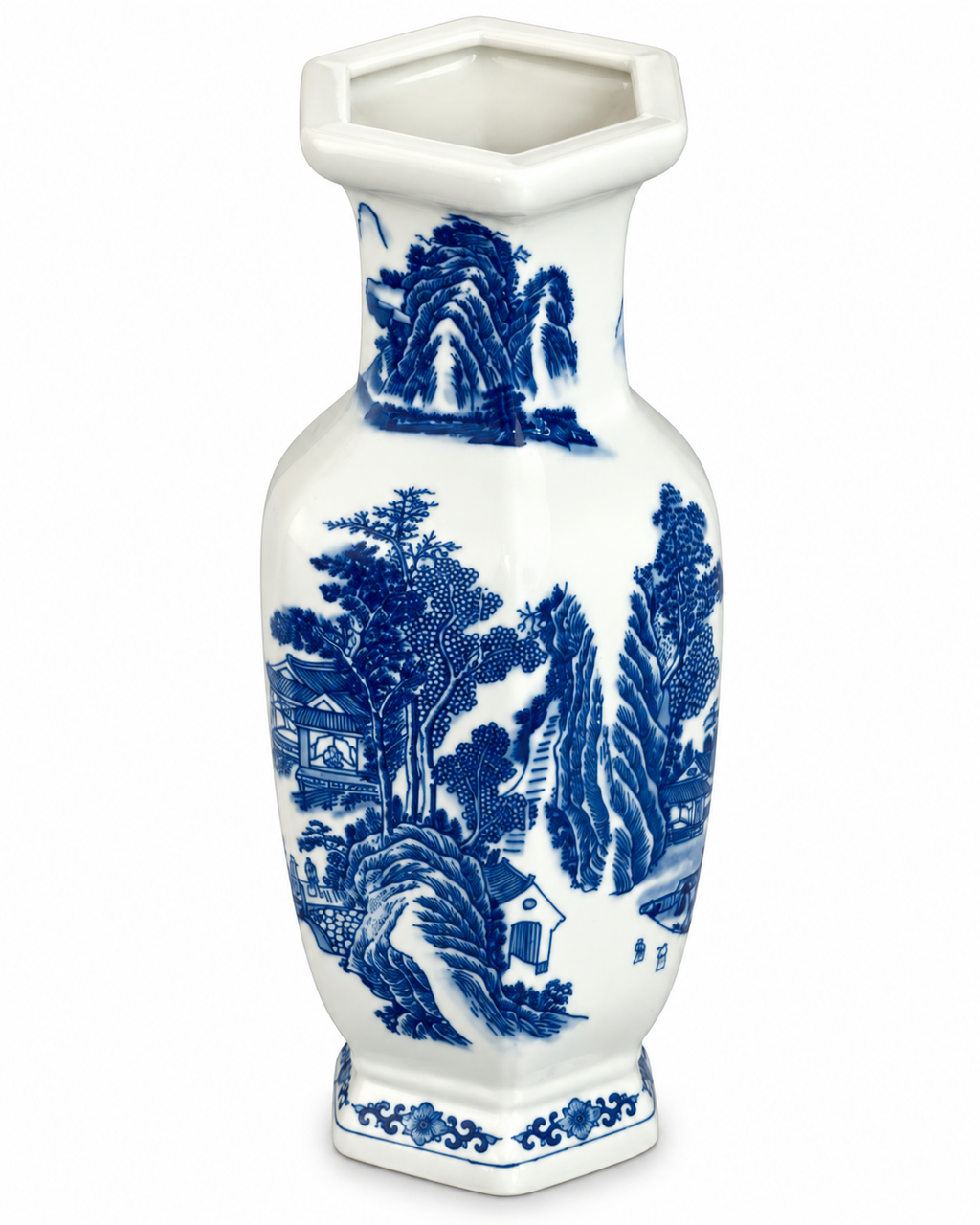 Porcelain Valley Decorative Vase & Showpiece for Home & Item for Home Decoration (Blue Pottery)