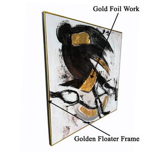 Golden Abstract Modern 100% Hand Painted Wall Painting