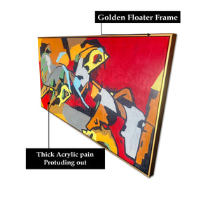 Shades of Imagination Hand Wall Painting For Home (Comes With an Outer Floater Frame)